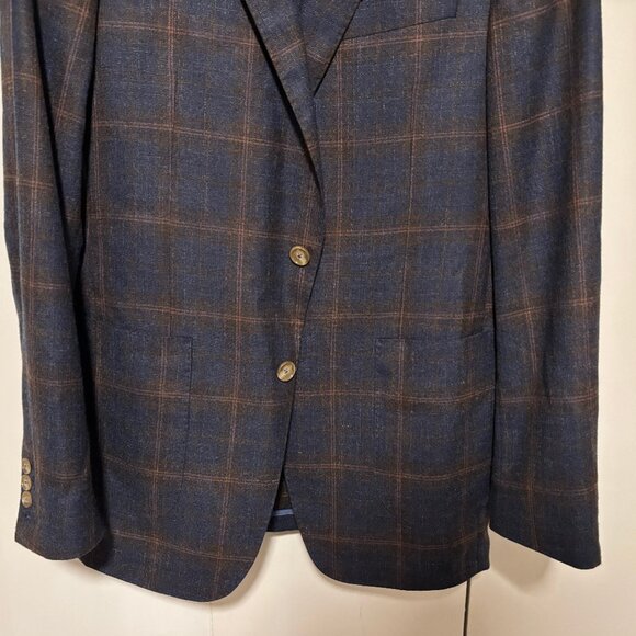 $1600 Hickey Freeman Wool Silk Linen Check Sport Coat / Blazer - 39 (38/40) - Picture 5 of 13
